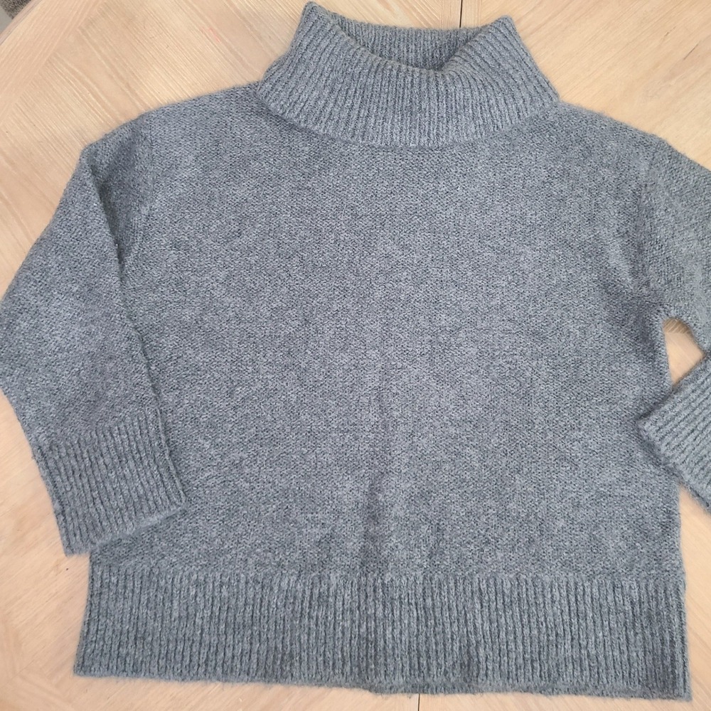 Banana Republic Turtleneck Sweater Women L Gray Good Wool Alpaca Blend Knit